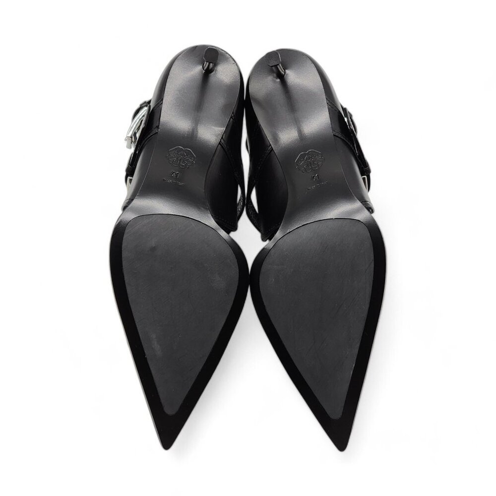 Alexander McQueen Cage Buckle Leather Ankle Booties Black - Picture 6 of 9